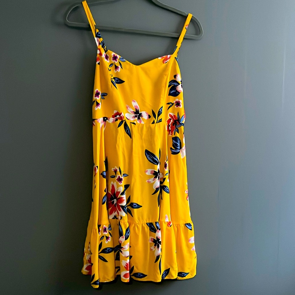 Old Navy yellow floral sleeveless dress with adjustable straps